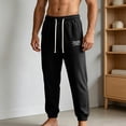 thumbnail image 1 of Mifsaly Mens Baggy Jogger Sweatpants Drawstring Elastic Waist Casual Athletic Pants Graphic Print Soft Comfortable Outdoor Everyday Wear Outfits with Pockets Black,L, 1 of 7
