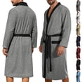 thumbnail image 1 of Mifsaly Mens Bathrobes Lightweight Knit Bathrobe Comfortable Soft Wrap Spa Robe with Belt and Pockets for Hotel Shower and Weekend Relaxing Gray,L, 1 of 9