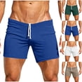 thumbnail image 1 of Mifsaly Mens Beach Shorts Square Cut Ribbed Swim Trunks Llightweight Quick Dry Vacation Swimming Surfing Bathing Suits Blue,XL, 1 of 7
