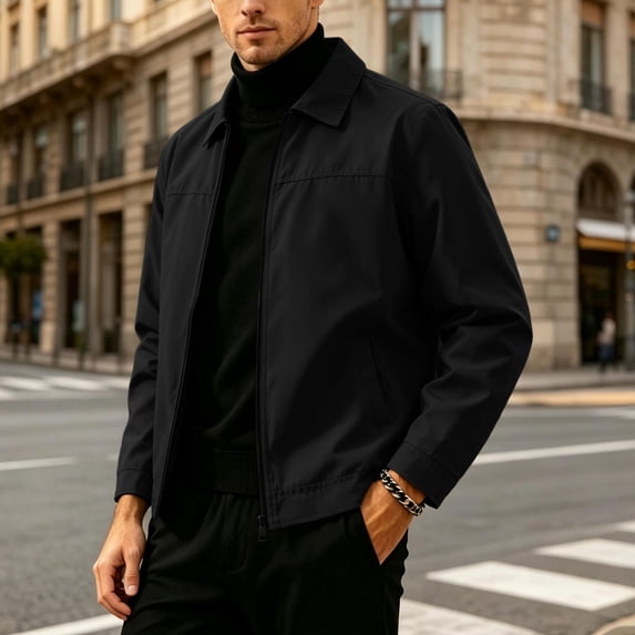 Mifsaly Mens Bomber Jackets Zip Up Collared Windbreaker Jacket Fall ...