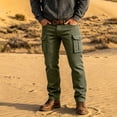 thumbnail image 1 of Mifsaly Mens Cargo Pants Straight Leg Relaxed Fit Work Trousers with Multi Pockets Army Green,XS, 1 of 5