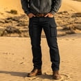 thumbnail image 1 of Mifsaly Mens Cargo Pants Straight Leg Relaxed Fit Work Trousers with Multi Pockets Black,XS, 1 of 5