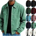 thumbnail image 1 of Mifsaly Mens Corduroy Bomber Jackets Snap Button Collared Jacket Fall Winter Classic Vantage Street Daily Going Out Outfits with Pockets, 1 of 9