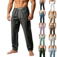 thumbnail image 1 of Mifsaly Mens Cotton Linen Pants Drawstring Elastic Waist Beach Pant Lightweight Breathable Loose Casual Summer Long Trousers with Pockets Black,XXL, 1 of 5