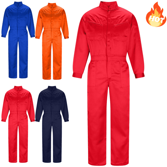 Mifsaly Mens Coveralls for Work Long Sleeve Zip Front Mechanic Overalls Industrial Safety Uniforms Overoles Para Hombres De Trabajo with Multi Pockets XL