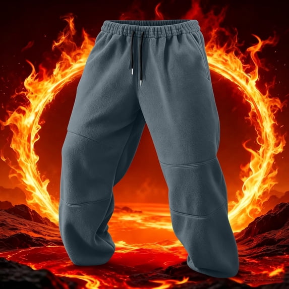 Mifsaly Mens Fleece Pants Warm Thick Winter Jogger Pants Casual Loose Fit Elastic Waistband Lounge Bottoms with Pockets Dark Gray,XXXL