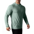 thumbnail image 1 of Mifsaly Mens Full Zip Workout Hoodies Long Sleeve Athletic Running Jackets Lightweight Quick Dry Performance Activewear Breathable Gym Training Track tops Green,XXL, 1 of 6