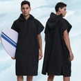 thumbnail image 1 of Mifsaly Mens Hooded Towel Poncho Robe Solid Quick Dry Absorbent Changing Robe Lightweight Surf Swim Bathrobe for Swimming Surfing Beach Black,Free Size, 1 of 6
