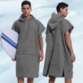 thumbnail image 1 of Mifsaly Mens Hooded Towel Poncho Robe Solid Quick Dry Absorbent Changing Robe Lightweight Surf Swim Bathrobe for Swimming Surfing Beach Dark Gray,Free Size, 1 of 6