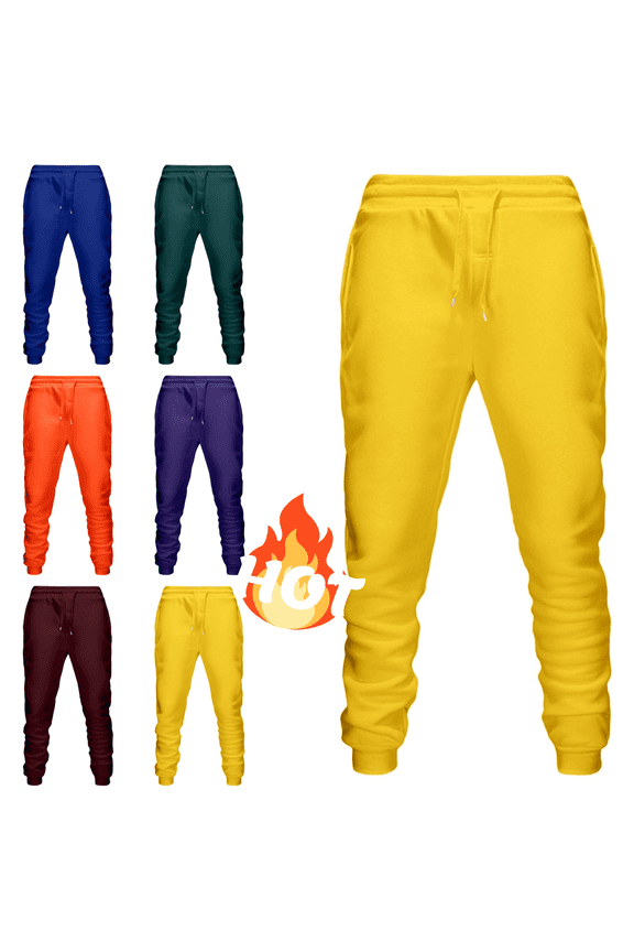 Mens Jogger Pants Slim Fit Athletic Tapered Sweatpants Breathable Comfy Workout Running Outdoor Casual Clothes with Pockets Yellow,XXXL