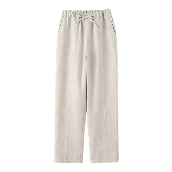 Mifsaly Mens Lounge Pants with Pockets Drawstring High Waist Beach Pant Lightweight Summer Baggy Trousers Home Travel Vacation Outfits L