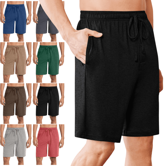 Mifsaly Mens Pajama Shorts Cotton Soft Cozy Sleep Shorts Drawstring Elastic Waist Breathable Beach Short Pants Lounge Summer Outfits With Pockets XL
