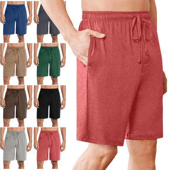 Mifsaly Mens Pajama Shorts Cotton Soft Cozy Sleep Shorts Drawstring Elastic Waist Breathable Beach Short Pants Lounge Summer Outfits With Pockets XXL