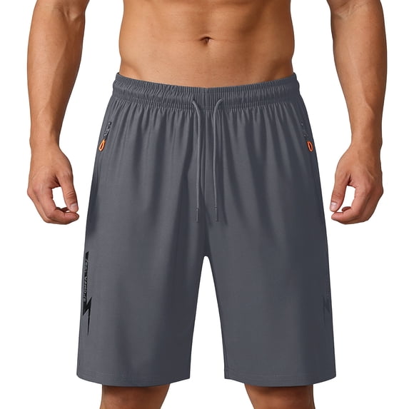 Mifsaly Mens Quick Dry Shorts Elastic Waist Drawstring Performance Training Shorts Lightweight Breathable Running Training Athletic Shorts with Pockets Dark Gray,XS