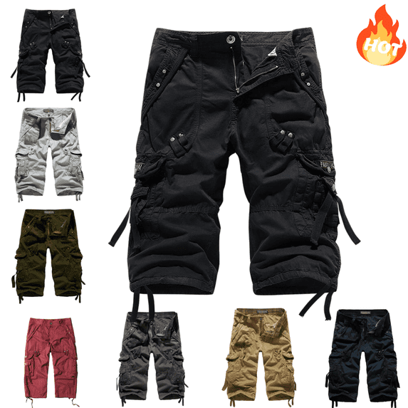Mifsaly Mens Shorts Cargo Dressy Casual Outdoor Hiking Shorts Plus Size Workout Camping Short Pant with Pockets Fashion Summer Outfits L