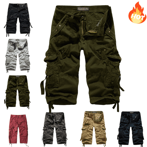 Mifsaly Mens Shorts Cargo Dressy Casual Outdoor Hiking Shorts Plus Size Workout Camping Short Pant with Pockets Fashion Summer Outfits L