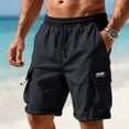 thumbnail image 1 of Mifsaly Mens Shorts Cargo Quick Dry Lightweight Hiking Shorts with Multi Pockets Elastic Drawstring Waist Workout Outdoor Casual Summer Clothes with Multi Pockets Black,M, 1 of 6