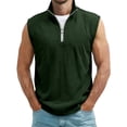 thumbnail image 1 of Mifsaly Mens Sleeveless Shirts Quarter Zip Tank tops Muscle Fit Ribbed Knit Workout Athletic Vests Gym Training Bodybuilding Performance Activewear Army Green,S, 1 of 4