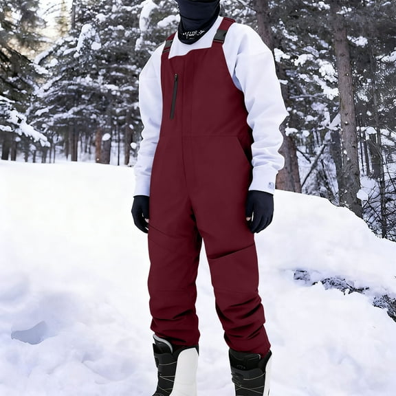 Mifsaly Mens Snow Pants Waterproof Insulated Warm Windproof Men Snow Bibs Adjustable Suspenders Ski Bib Overalls Winter Snowboarding Pant with Pockets S