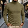 thumbnail image 1 of Mifsaly Mens Turtleneck Sweaters Slim Fit Long Sleeve Ribbed Knit Sweaters Comfortable Stretchy Warm Fall Winter Undershirt Tops Army Green,S, 1 of 8