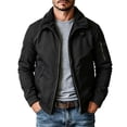 thumbnail image 1 of Mifsaly Mens Warm Bomber Jackets Sherpa Lined Zip Up Utility Jacket Winter Daily Going Out Street Western Style Casual Outfits with Pockets, 1 of 8