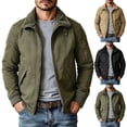 thumbnail image 1 of Mifsaly Mens Warm Bomber Jackets Sherpa Lined Zip Up Utility Jacket Winter Daily Going Out Street Western Style Casual Outfits with Pockets, 1 of 9