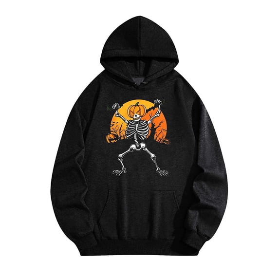 Mifsaly Mens Womens Halloween Hoodie Cute Black Graphic Hooded Fleece Pullover Sweatshirt with Kangaroo Pocket Comfortable Warm Fall Festival Party Clothes Black,S
