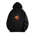 thumbnail image 1 of Mifsaly Mens Womens Halloween Hoodie Cute Black Graphic Hooded Fleece Pullover Sweatshirt with Kangaroo Pocket Comfortable Warm Fall Festival Party Clothes Black,XL, 1 of 5