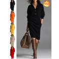 thumbnail image 1 of Mifsaly Midi Sweater Dress for Women Stand Collar Button Down Business Dresses Knit Long Sleeve Oversized Spring Winter Outfits 2026 Fashion Officewear XXL, 1 of 10