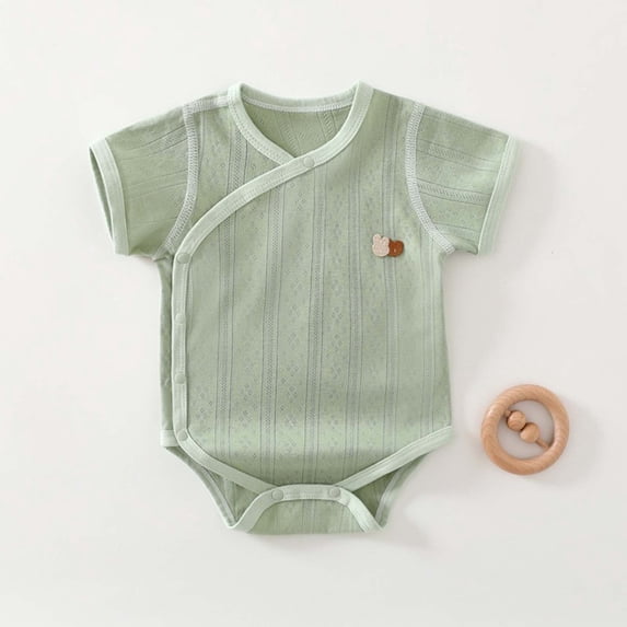 Mifsaly Newborn Baby Bodysuit Short Sleeve Ribbed Cotton Bodysuits Infant Soft Breathable Daily Outfits