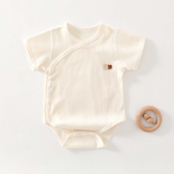 Mifsaly Newborn Baby Bodysuit Short Sleeve Ribbed Cotton Bodysuits Infant Soft Breathable Daily Outfits