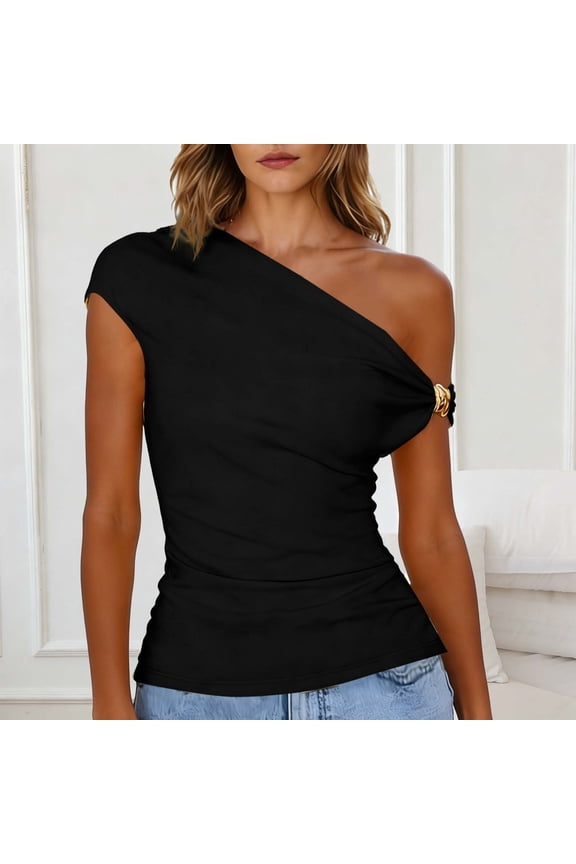 Off Shoulder Tops for Women Knot Front Sleeveless Asymmetric Cropped Top Bodycon Fit Night Out Elegant Work Blouses XXL