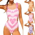 thumbnail image 1 of Mifsaly One Piece Cut Out Swimsuit Girls Heart Print Cutout Ruffle Straps Bathing Suits Spring Summer Cute Beach Fashion Swim Suit, 1 of 8
