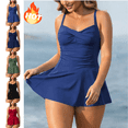 thumbnail image 1 of Mifsaly One Piece Swimdress Women Tummy Control Twist Front Bathing Suit Flaring Skirted Swimsuit Elegant Slim Fit Pool Party Beach Vacation Swimwear S, 1 of 9