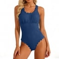 thumbnail image 1 of Mifsaly One Piece Swimsuit Women Ribbed Adjustable Straps Backless Bathing Suits Summer Vacation Beach Swimwear M, 1 of 6