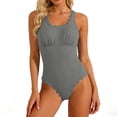 thumbnail image 1 of Mifsaly One Piece Swimsuit Women Ribbed Adjustable Straps Backless Bathing Suits Summer Vacation Beach Swimwear XXL, 1 of 6