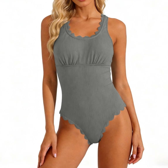 Mifsaly One Piece Swimsuit Women Ribbed Adjustable Straps Backless Bathing Suits Summer Vacation Beach Swimwear XXL