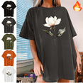 thumbnail image 1 of Mifsaly Oversized Graphic Tees for Women Magnolia Floral Print Cotton T-Shirts Crewneck Short Sleeve Summer Tops Lightweight Breathable Casual Daily Loose Fit Shirts 2026 XXL, 1 of 7