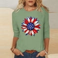 thumbnail image 1 of Mifsaly Patriotic 3/4 Sleeve Tops for Women American Flag Sunflower Graphic Shirt Casual Summer Independence Day T-Shirt 2026 L, 1 of 5
