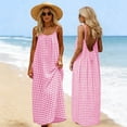 thumbnail image 1 of Mifsaly Plaid Backless Dresses for Women Spaghetti Strap Long Summer Linen Dress Vacation Beach Cover Up Flowy Casual Womens Sundresses L, 1 of 9