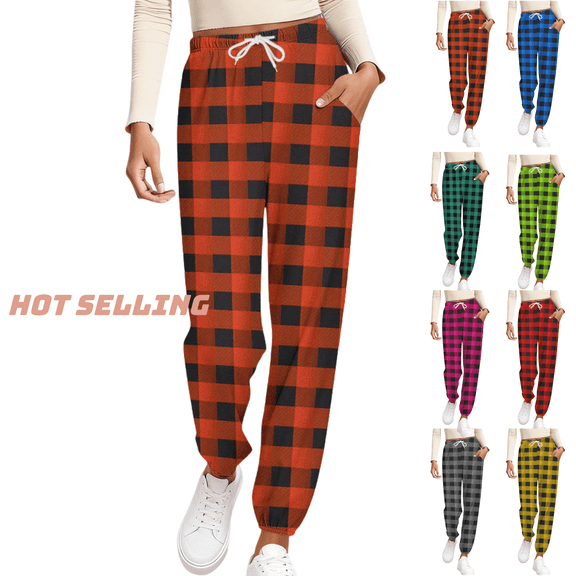Mifsaly Plaid Pajama Pants Women Drawstring High Waist Long Pant Soft Cozy Color Block Athletic Joggers Workout Casual Homewear with Pockets 2025