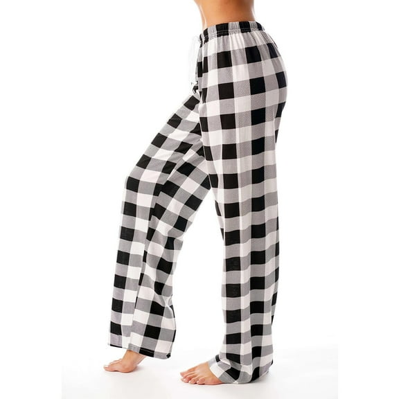 Mifsaly Plaid Pajama Pants Women Plus Size Elastic Waist Wide Leg Sleep Pant Stretch Comfy Loung Sweatpants Drawstring Breathable Trousers 2025 Loungewear