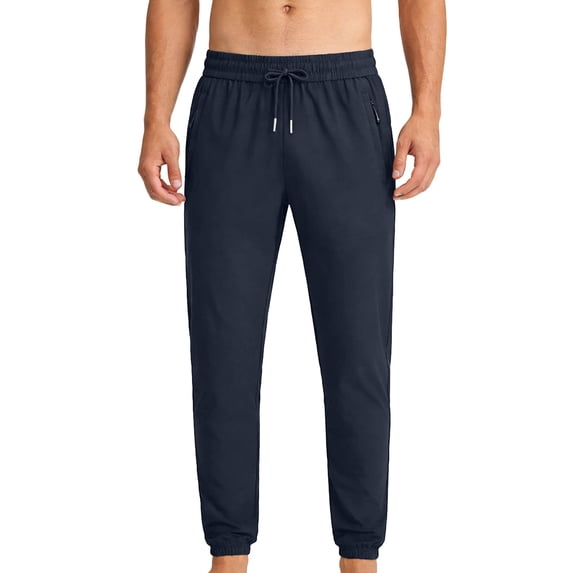 Mifsaly Plus Size Athletic Jogger Pants for Men Slim Fit Tapered Training Trousers with Zipper Pockets Elastic Waist Drawstring Quick Dry Sweatpants for Gym Workout Running L