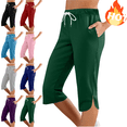 thumbnail image 1 of Mifsaly Plus Size Capri Pants for Women Baggy High Waisted Yoga Capris Side Slit Hem Running Workout Athletic Cropped Pant with Pockets XXXL, 1 of 9