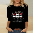 thumbnail image 1 of Mifsaly Plus Size Christmas Shirt for Women 3/4 Sleeve Xmas Red Wine Cup Print T-Shirt Festival Loose Fit Tops Holiday Party Gifts Blouse, 1 of 5