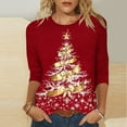 thumbnail image 1 of Mifsaly Plus Size Christmas Shirts for Women 3/4 Sleeve Loose T-Shirts Merry Xmas Tree Print Crewneck Tops Pullover Family Party Funny Blouse 2025 Holiday, 1 of 5