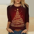 thumbnail image 1 of Mifsaly Plus Size Christmas Shirts for Women 3/4 Sleeve Loose T-Shirts Merry Xmas Tree Print Crewneck Tops Pullover Family Party Funny Blouse 2025 Holiday, 1 of 5