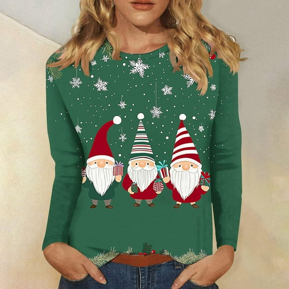 Mifsaly Plus Size Christmas Sweatshirt for Women Long Sleeve Xmas Tree Print Shirts Crewneck Loose Casual T-Shirt Funny Tops Pullover Festival Party Blouse 2025 Gifts