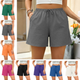 thumbnail image 1 of Mifsaly Plus Size Cotton Workout Shorts Women High Waisted Drawstring Summer Casual Shorts with Pockets Comfortable Relaxed Fit Lounge Outfits Gray,XL, 1 of 7