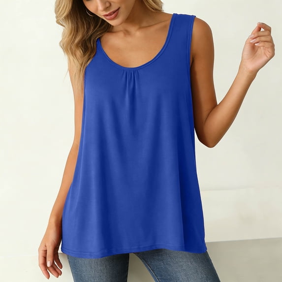 Mifsaly Plus Size Flowy Camisole Tops for Women Scoop Neck Sleeveless Top Solid Color Soft Breathable Daily Wear Undershirts XXXXL